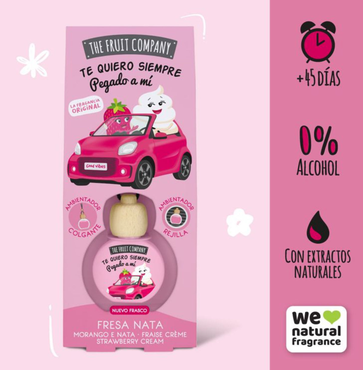 Ambientador de carro - The Fruit Company - morango e nata.