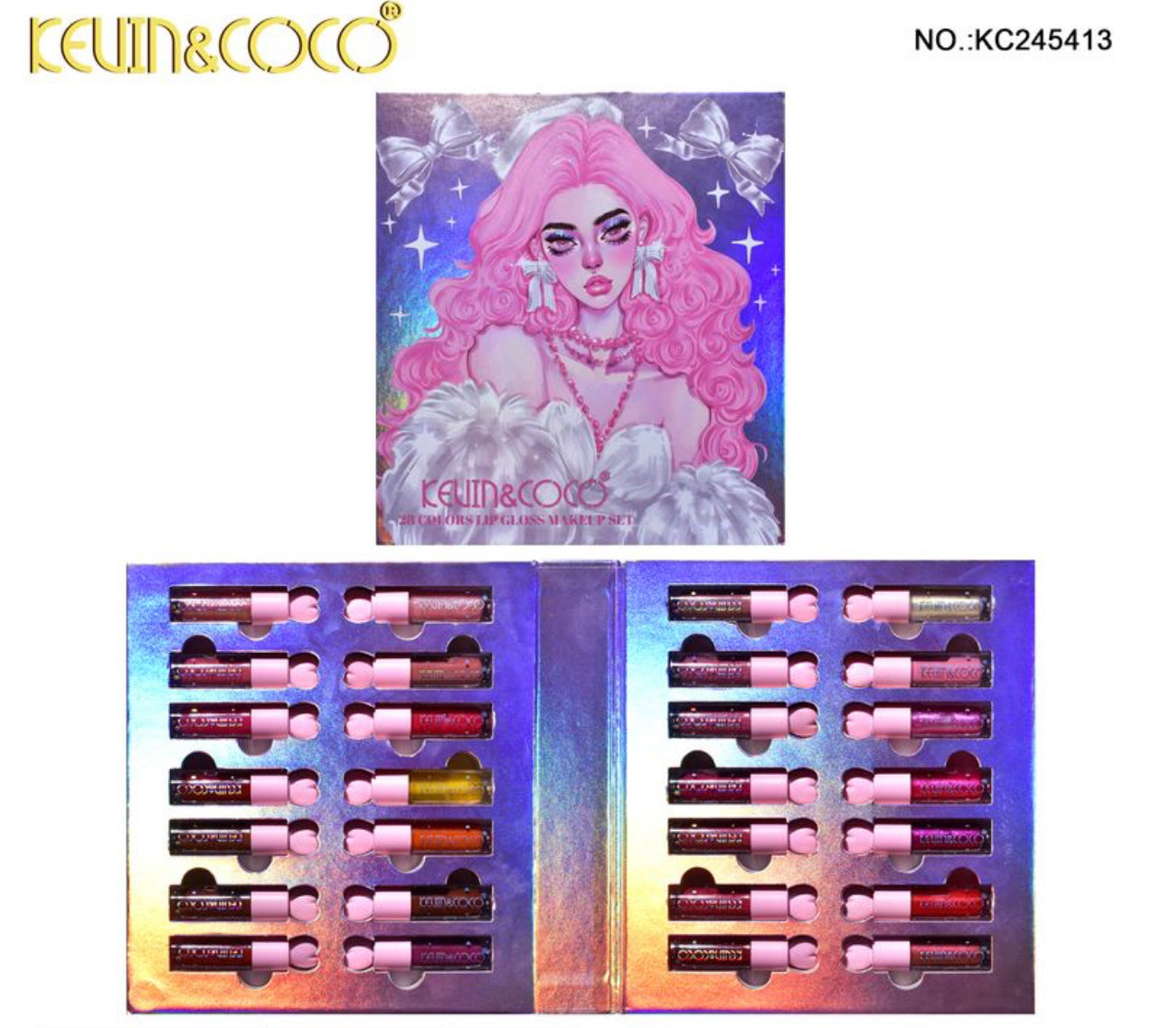 Conjunto de Brilho Labial KEVIN & COCO - 21 Cores Incríveis!